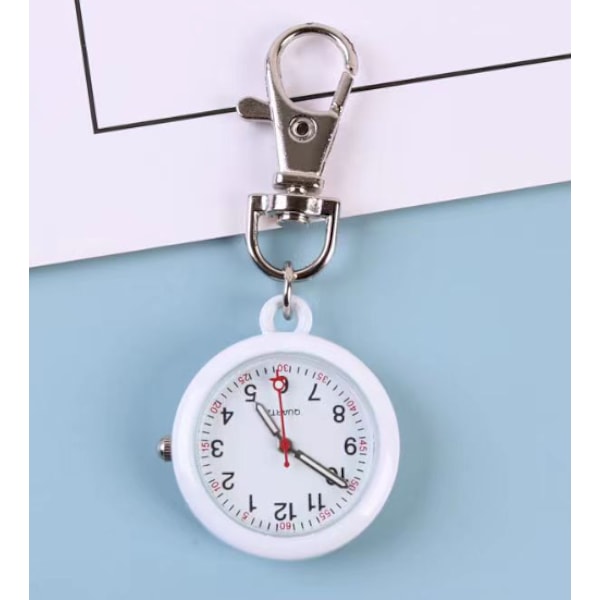 2 stk. Lommeur Nøglering Ure Med Spænde Vedhæng Nøglering Armbåndsure Sygeplejerskeure Til Kvinder Mænd-FS1- white