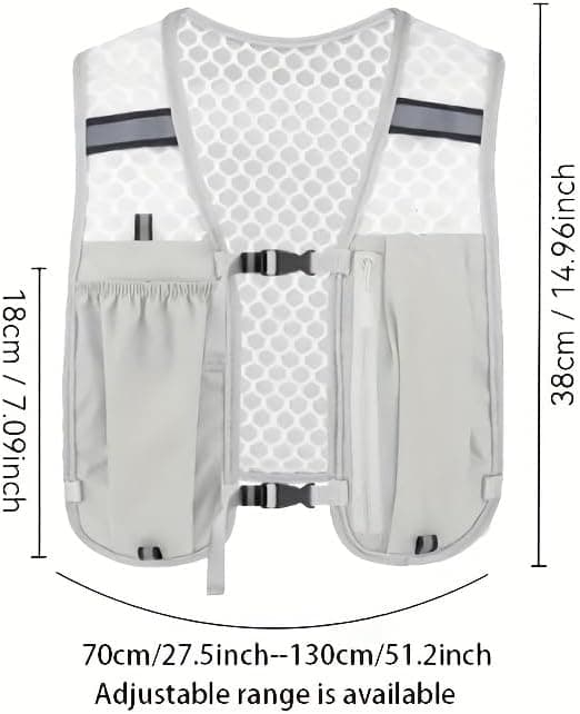 Lightweight Running Vest with Phone Pocket - Adjustable Straps, Zippered Storage, Breathable Mesh Back, for Running, Hiking, Gym - Grey