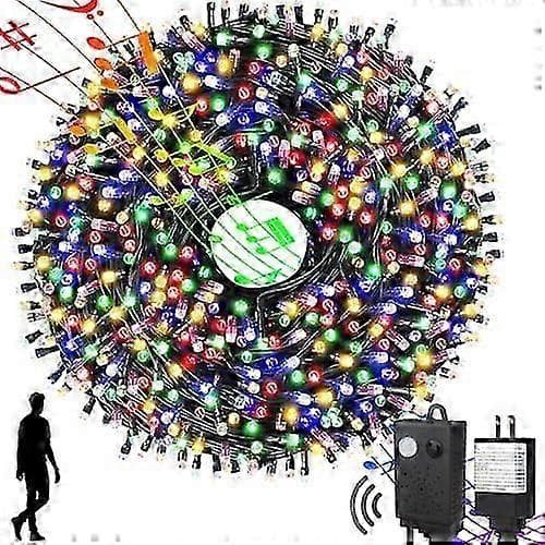 Rörelsesensor Musik Julbelysning Utomhus Inomhus, 33 meter 300 LED Julgransbelysning
