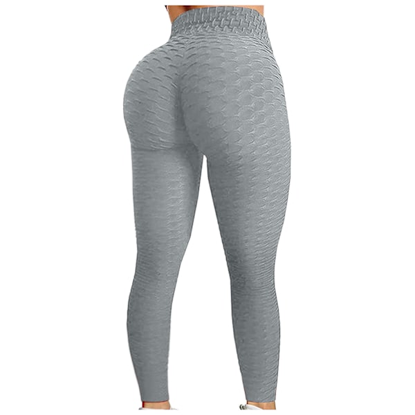 Push Up Leggings Sport Kvinnor Fitness Hög Midja Yoga Byxor Grå Grey XXL