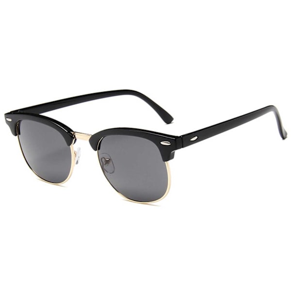Sorte Clubmaster Solbriller Mørke Glas + Senil Snøre Sort-FS2-