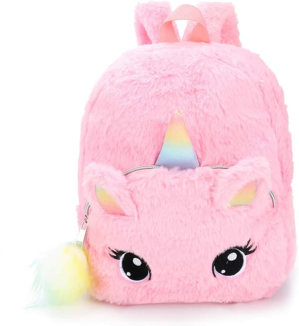 Plush Unicorn Backpack, Mini Unicorn Backpack for Girls, Pink .-FS-