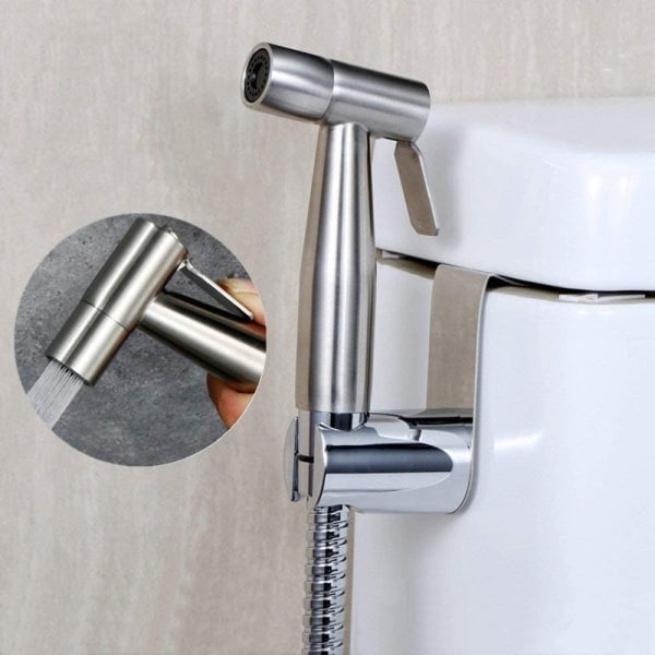 Håndholdt Bidet Dusj Høytrykks Håndholdt Bidet Sprøyter Premium Børstet Rustfritt Stål Sprøyter Bidet Vannbesparende Dusjhode 1663