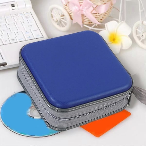 CD-etui til 48 diske, hårdt plastiketui til DVD- og CD-skiver, opbevaringstaske-FS4- Blue