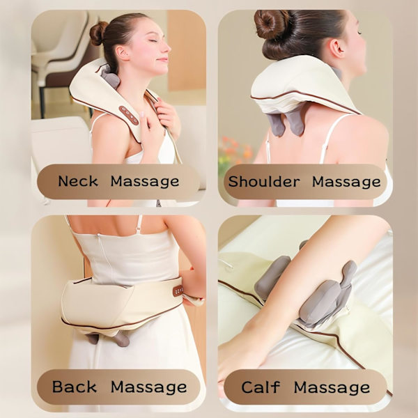 Grå nackmassage för nacksmärta, nackmassage för nacke och axlar med värme, bärbar shiatsu nacke och rygg, uppvärmd massageapparat-XF10-