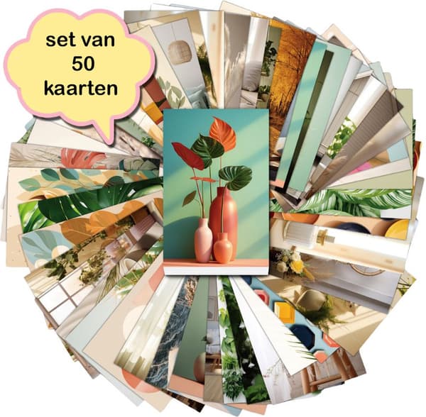 Postkort 50-pakning bladstil botaniske retrokort blank bakside solid kartong 15x10cm for hjemmeveggdekor kunstgave