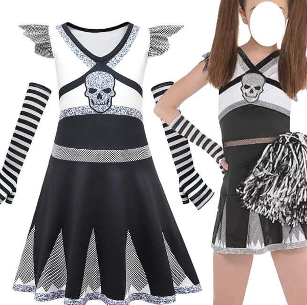 Halloween Cheerleading-uniformer for barn med gratis armvarmere 130CM
