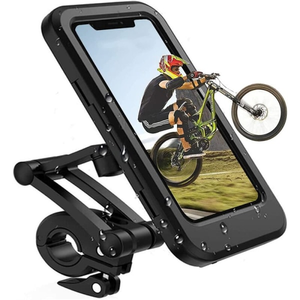 Mobiltelefonhållare för cykel, motorcykel, universell cykelfäste, vattentät pekskärm med 360° rotation, mobiltelefonhållare för smarttelefon upp till 6,7"