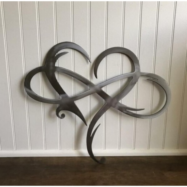 Veggoppheng Hjerte Metall Veggkunst, Evig Og Alltid Kjærlighet Hjerteform Uendelighetssymbol Gave Til Hjem Bryllup Valentinsdag Dekor 30 * 25cm