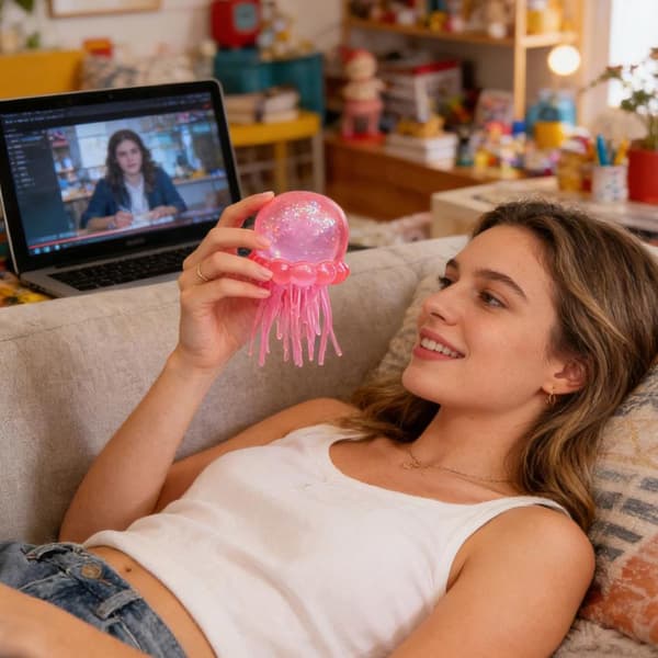 NeeDoh Jellyfish Jelly Squish Stress Fidget Sensorisk Klemmelegetøj til Børn Voksne Blå Blue