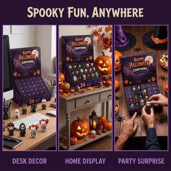 2026 Halloween 24 dagar Spooky Countdown Blind Box, 24 nätter av skräck Mini samlarfigurer, Halloween skrivbordsdekoration prydnads presentförpackning