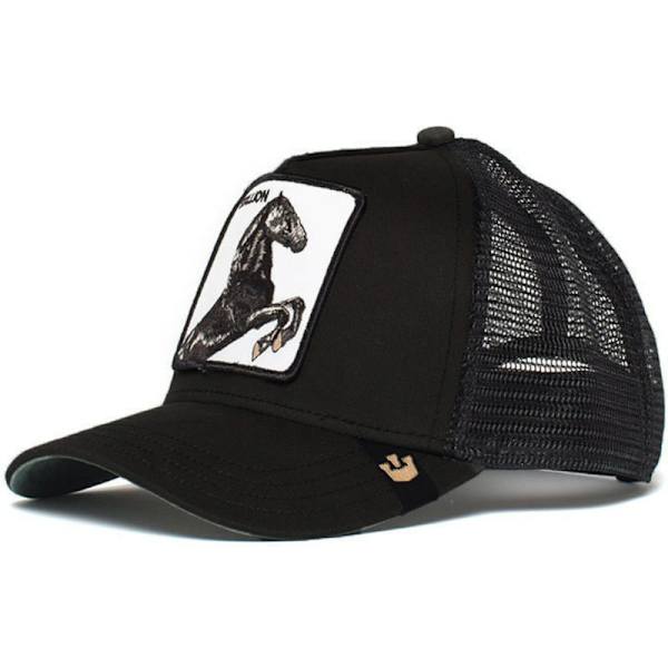 Fiskernettlue med brodert dyredesign Black Stallion