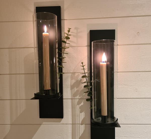 Wall sconce wall lantern wrought iron 2-pack lantern candle holder wall candle holder Svart black