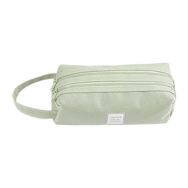 Enfärgat pennfodral med dubbla lager canvas _ pennfodral _-FS1- Light Green