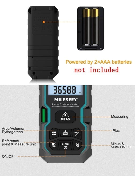 Laser Distance Meter 50M with Digital Angle Display, Electronic Level Control Infrared Rangefinder-FS-