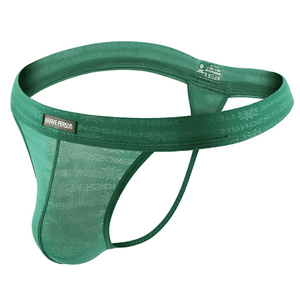 Andningsbara herrboxershorts, sexiga underkläder, kalsonger, låg midja, stringtrosor Grön