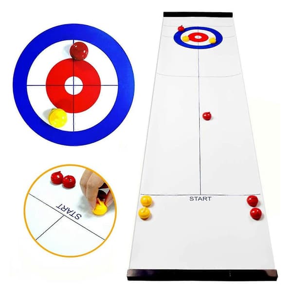 Curling Game, Portable Team Board Game, Tabletop Game, Family Training.-FS- Desktop curling B