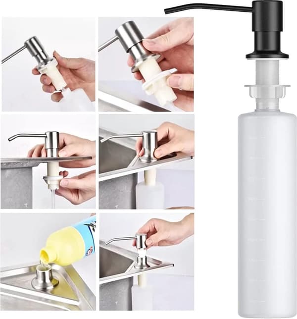 Innebygd såpedispenser - 300 ml - Rustfritt stål - 360° roterbar - Praktisk - Praktisk