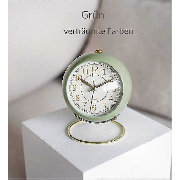 Compact Silent Alarm Clock, Traditional Analog Quartz Table Clock with Loud Alarm and Backlight-FS-