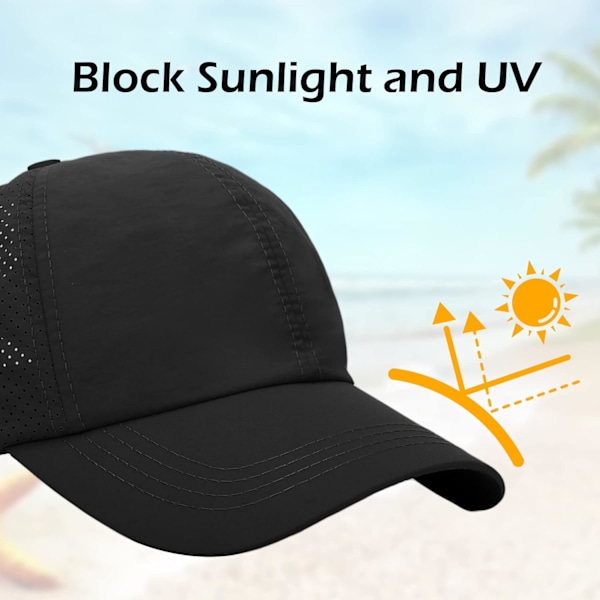 Naisten baseball-lippis - Poninhäntä aurinkohattu Nopeasti kuivuva juoksulippis Naisten golfliput Ristiin Rastiin Säädettävät rekkalippikset naisille Tytöt Black-FS2- Black One Size