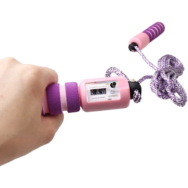 Hopprep med räknare för barn (lila), justerbart hopprep för fitness och träning för pojkar och flickor