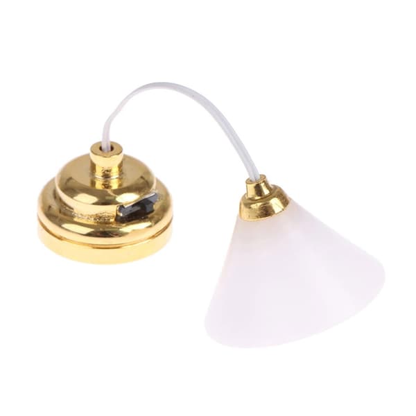 Miniature Dukkehus Loftslampe Hvid Lysekrone til Skala 1:12-FS-