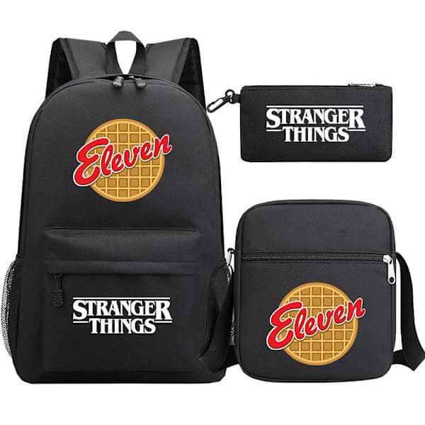 Stranger Things Ryggsäck 3-Dels Set Student Skolväska Canvasväska 15 3 ST/Set 15
