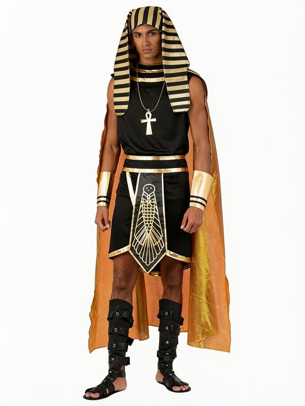 Egyptisk farao-kostume til mænd til Halloween, cosplay og rollespil M Black