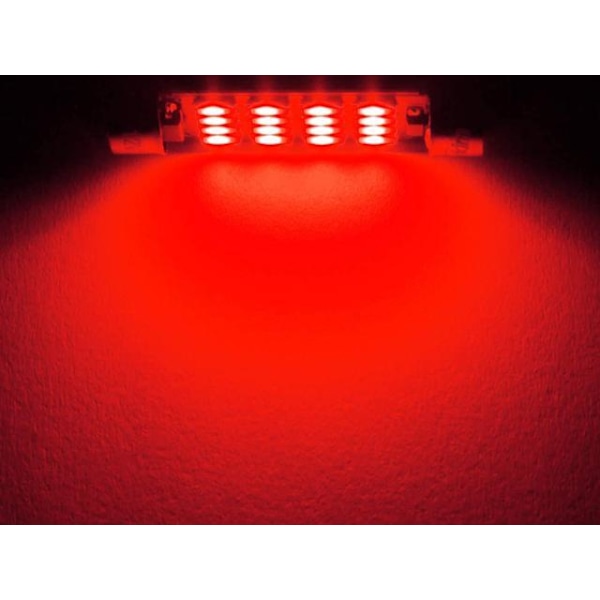 Spollampe 36mm rød 8-pakning Led 2835SMD C5W SV8.5 Red Röd