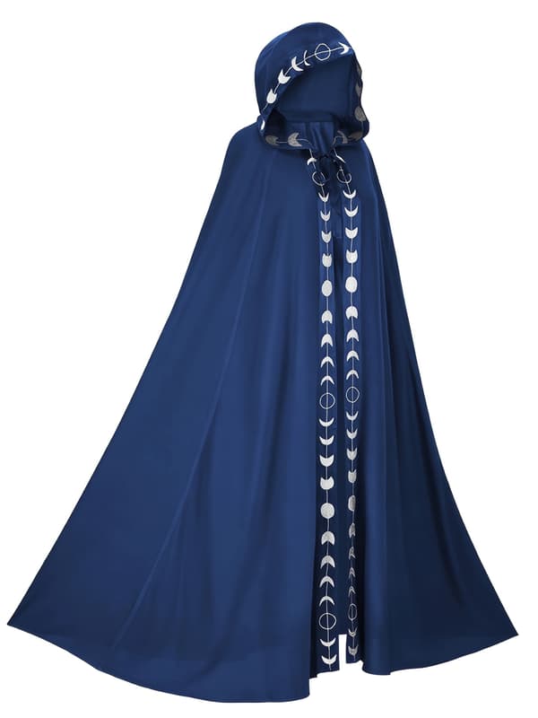Hætteklædt kappe til voksne Middelalder Renæssance Cosplay Kostume til Halloween og Rollespil XXL Blue