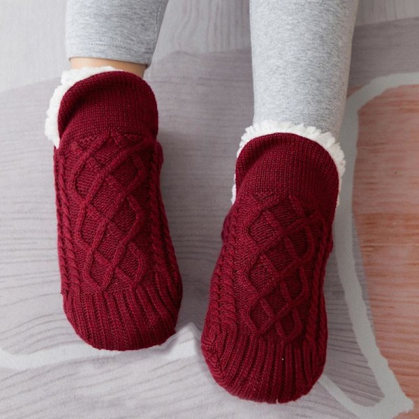 Vinterstrømper varmestrømper fluffy tykke sokker innesko b apriko-FS2- aprikos 26-31 (insida 18-21cm)