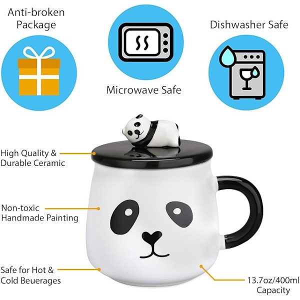 Keramisk Krus Gave - 3D Panda til Fødselsdag, Julegave Kaffe