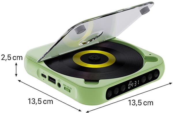 Kannettava CD-soitin Bluetooth-radiolla, kompakti erittäin ohut USB C -pikalataus MP3 WMA
