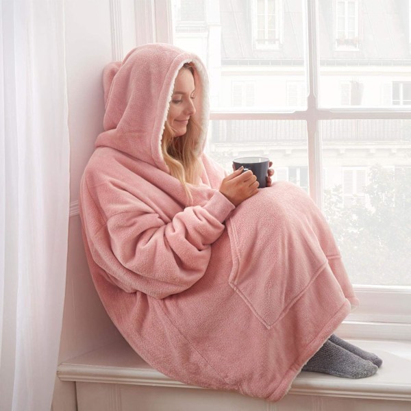 Sienna Huppari, Erittäin Pehmeä Sherpa Fleece, Lämmin, Mukava, Viihtyisä, Suuri ja Kannettava, Iso Huppari harmaa-FS2- grey one-size