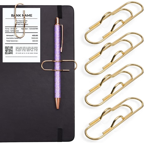 Metallpennklämma, 20-pack pappersklämmahållare, Notebook Pennklämmaassistent, Rostfritt stålklämma, Pennhållare