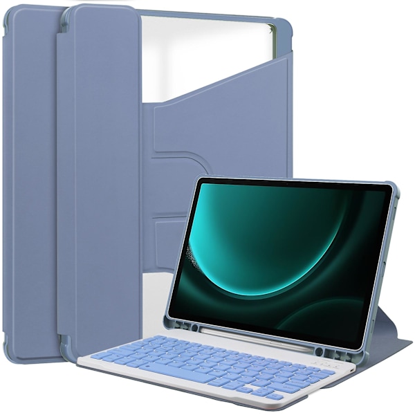 Samsung Galaxy Tab S9 FE Plus Kotelo, Bluetooth-näppäimistöllä ja pyörivällä jalustalla -X45- Purple