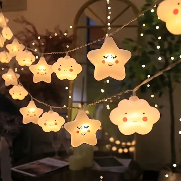 LED lyskæde 10 lys Varm Hvid Plast Batteridrevet 10 Lights Warm White