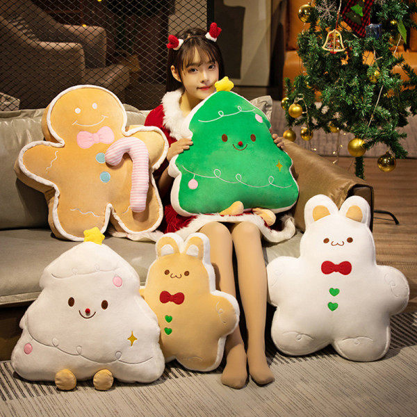 Kawaii Pepparkaksgubbe Plyschdocka Julgran Kudde För Jul A1 one size A1 A1 one size