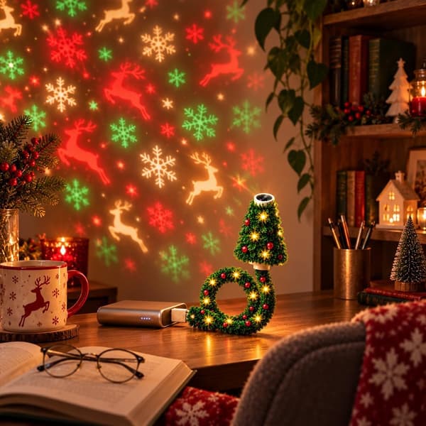 Julgransprojektorlampa USB-driven Plug and Play HD med 6 bilder för hemmafestlig inredning