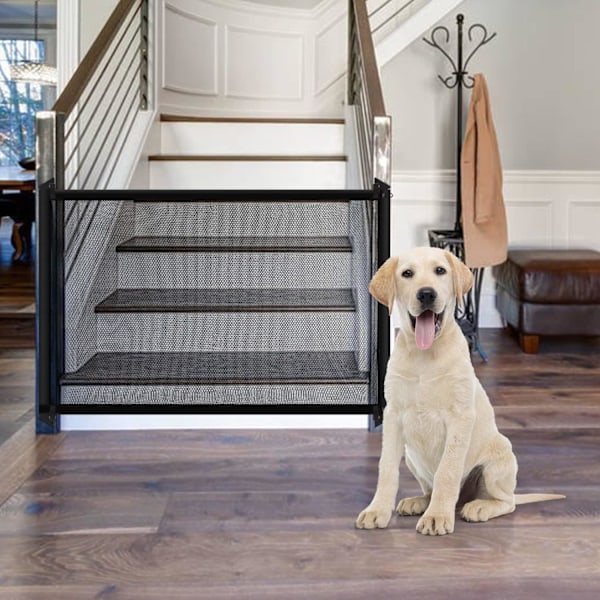 Kampanjetilbud – 72×120cm Justerbar Hundegrind – Ingen Boring, Uttrekkbar & Portabelt Dyregjerde for Døråpninger, Perfekt for hunder-X42- 72*120cm