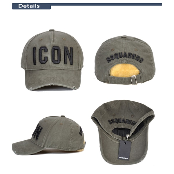 DSQ2 baseballcaps for menn ICON bokstavhatt Army green-FS1- Army green Adjustable
