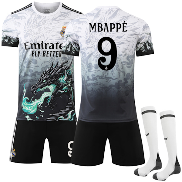2024-2025 Real Madrid Barn Vuxen Specialutgåva Fotbollströja Med Strumpor Nr.9 Mbappé Nr.9 Mbappé No.9 Mbappé L