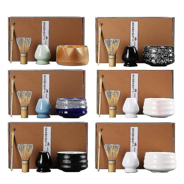 4st/set Traditionellt Matcha-set Bambu Keramik Matcha-skål med visp BY-FS- 4