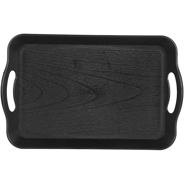 Rektangulär buffébricka i plast med handtag, svart 1 st 37*24cm