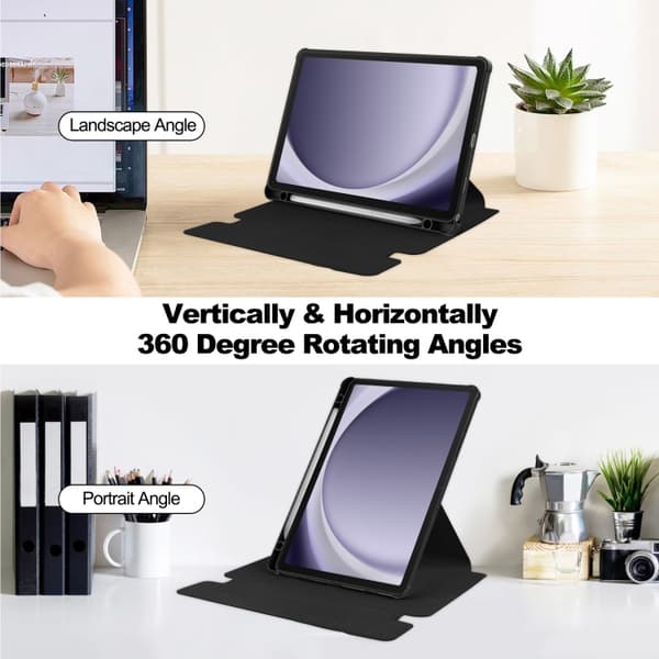 Samsung Galaxy Tab A9+ / A11+ 360° pyörivä suojakotelo näppäimistöllä Svart
