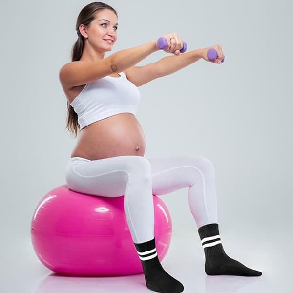 Yogastømper 3 par skridsikre til kvinder, pilates ballet dans trampolin lyseblå grøn pink
