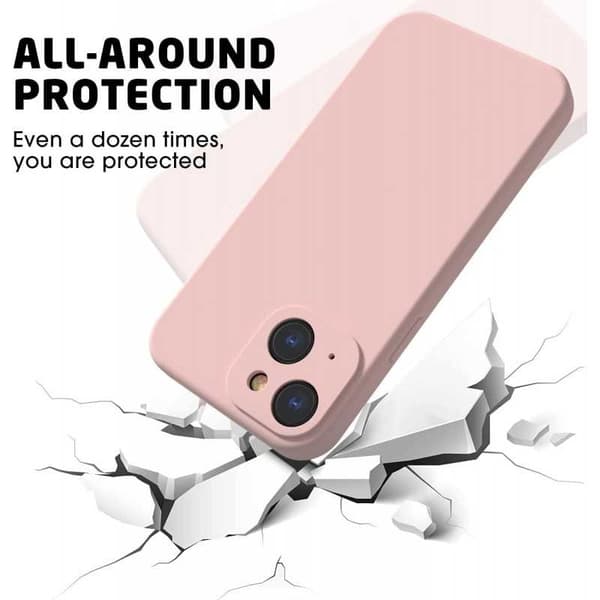 iPhone 15 Gummibelagt Mattrosa Deksel Kamerabeskyttelse Flytende - Rosa