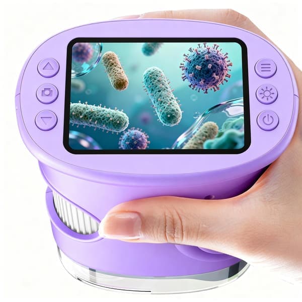 Handheld Digital Microscope for Kids, 1000X Magnification with 2-inch IPS Screen, Portable STEM Science Toy for Curious Children, Educational Purple Purple