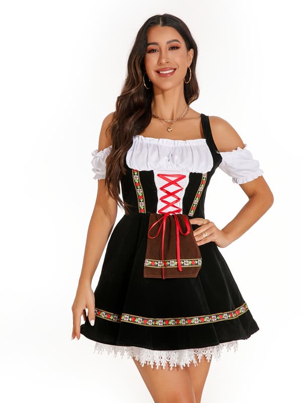 Dirndl kjole til kvinder Oktoberfest bayersk kostume til festival og karneval S Mixed