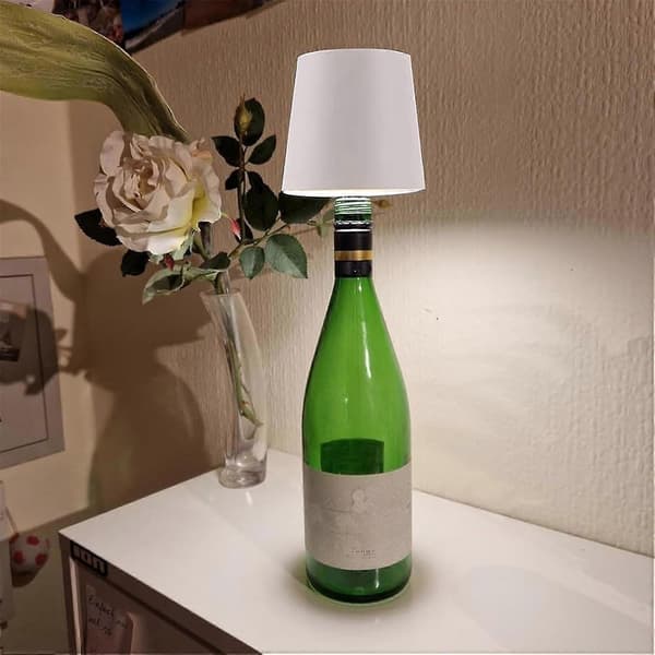 Wireless Bottle Lamp RGB/3 Colors Dimmable Pridola Wireless Bottle Lamp, Rechargeable Breathing Light Mode Touchless Table Lamp White